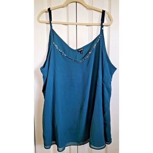 TORRID 4 Women's Green 4x‎ Emerald Green Adjustable Strap Tank Beaded Lined